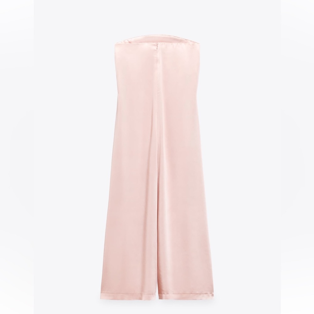 Zara STRAPLESS SATIN EFFECT JUMPSUIT. Pale Pink. Sizes XS, M, L. New with Tags. - Picture 8 of 10